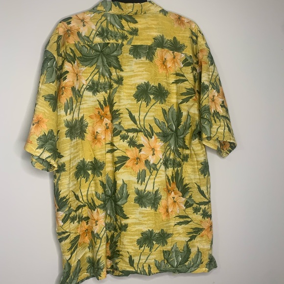 Joe Marlin Hawaiian Shirt Yellow Floral Tropical Sz 2XL Textured - Picture 7 of 7